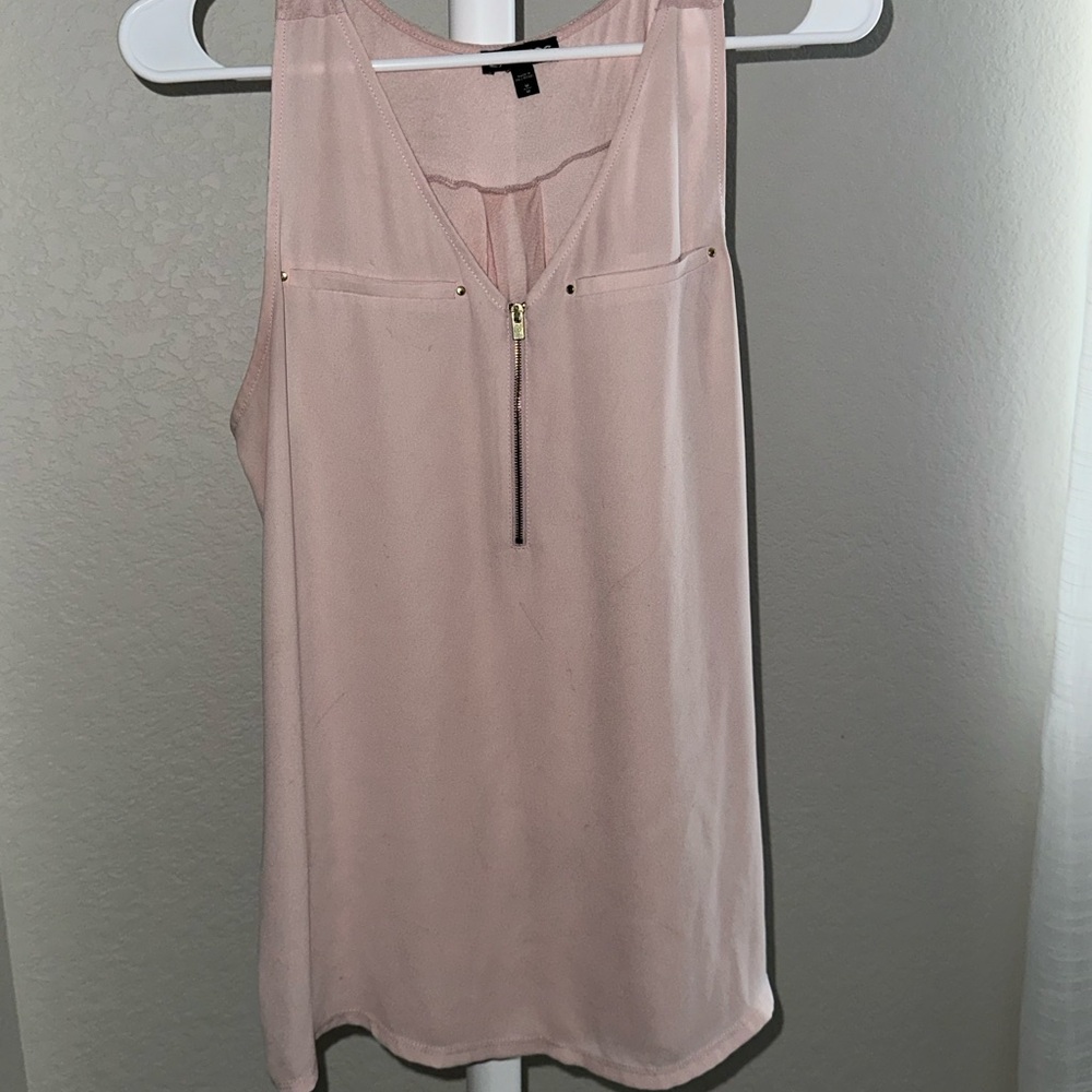 Express Pink Zippered Tank Top Blouse